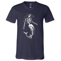 Mermaid Skeleton Halloween Costume Women Girls V-Neck T-Shirt