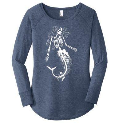 Mermaid Skeleton Halloween Costume Women Girls Women's Perfect Tri Tunic Long Sleeve Shirt