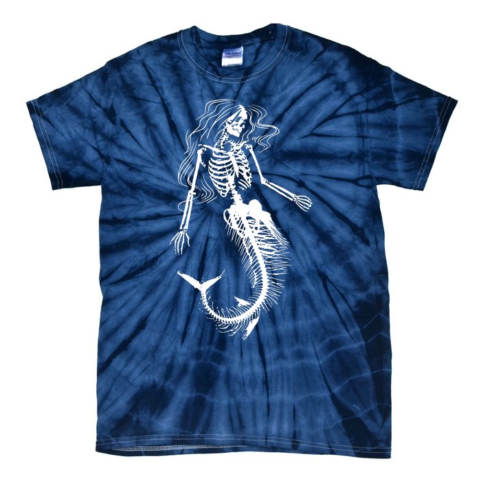 Mermaid Skeleton Halloween Costume Women Girls Tie-Dye T-Shirt