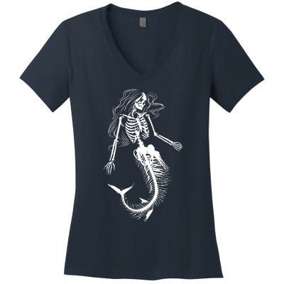 Mermaid Skeleton Halloween Costume Women Girls Women's V-Neck T-Shirt