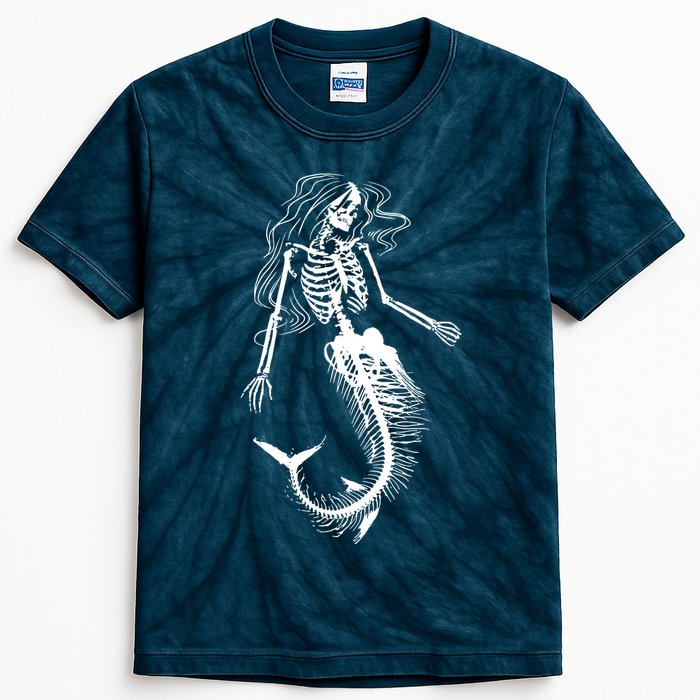 Mermaid Skeleton Halloween Costume Women Girls Kids Tie-Dye T-Shirt