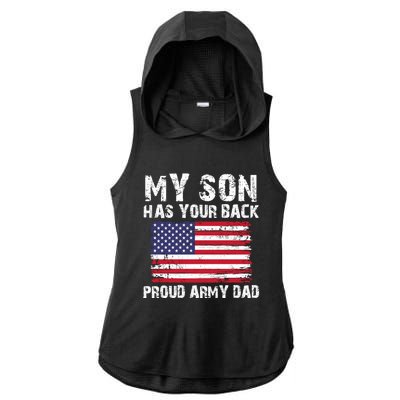 My Son Has Your Back Proud Army Dad Cool Gift Ladies PosiCharge Tri-Blend Wicking Draft Hoodie Tank