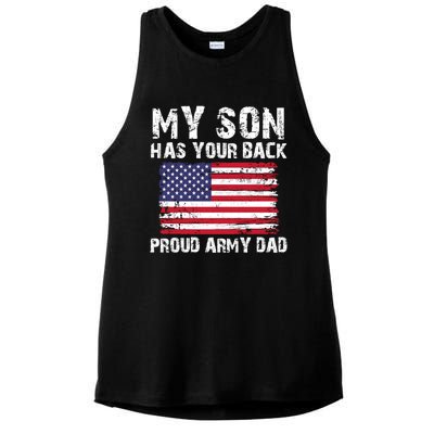 My Son Has Your Back Proud Army Dad Cool Gift Ladies PosiCharge Tri-Blend Wicking Tank