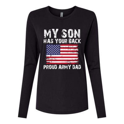 My Son Has Your Back Proud Army Dad Cool Gift Womens Cotton Relaxed Long Sleeve T-Shirt