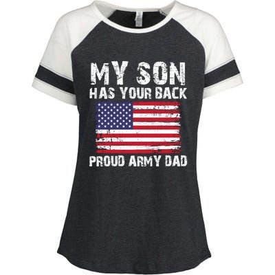 My Son Has Your Back Proud Army Dad Cool Gift Enza Ladies Jersey Colorblock Tee