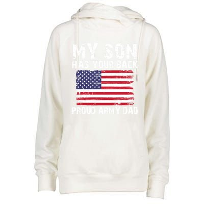 My Son Has Your Back Proud Army Dad Cool Gift Womens Funnel Neck Pullover Hood