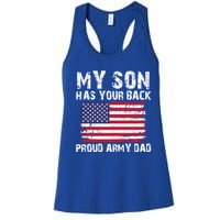 My Son Has Your Back Proud Army Dad Cool Gift Women's Racerback Tank