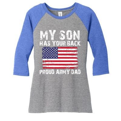 My Son Has Your Back Proud Army Dad Cool Gift Women's Tri-Blend 3/4-Sleeve Raglan Shirt