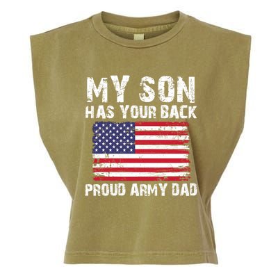 My Son Has Your Back Proud Army Dad Cool Gift Garment-Dyed Women's Muscle Tee