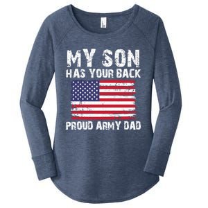 My Son Has Your Back Proud Army Dad Cool Gift Women's Perfect Tri Tunic Long Sleeve Shirt