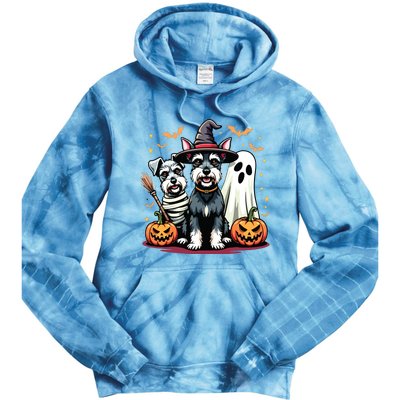 Miniature Schnauzer Halloween Costume Mummy Witch Ghost Dog Tie Dye Hoodie