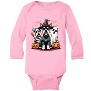 Miniature Schnauzer Halloween Costume Mummy Witch Ghost Dog Baby Long Sleeve Bodysuit