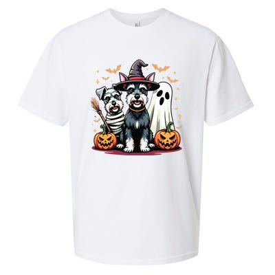 Miniature Schnauzer Halloween Costume Mummy Witch Ghost Dog Sueded Cloud Jersey T-Shirt