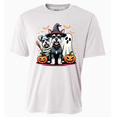 Miniature Schnauzer Halloween Costume Mummy Witch Ghost Dog Cooling Performance Crew T-Shirt