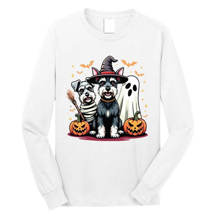 Miniature Schnauzer Halloween Costume Mummy Witch Ghost Dog Long Sleeve Shirt