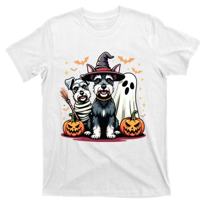 Miniature Schnauzer Halloween Costume Mummy Witch Ghost Dog T-Shirt