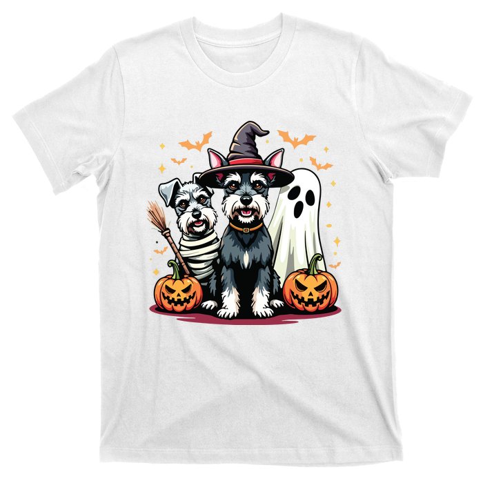 Miniature Schnauzer Halloween Costume Mummy Witch Ghost Dog T-Shirt