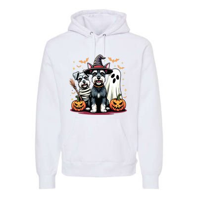 Miniature Schnauzer Halloween Costume Mummy Witch Ghost Dog Premium Hoodie