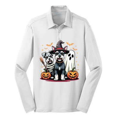 Miniature Schnauzer Halloween Costume Mummy Witch Ghost Dog Silk Touch Performance Long Sleeve Polo