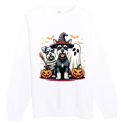 Miniature Schnauzer Halloween Costume Mummy Witch Ghost Dog Premium Crewneck Sweatshirt