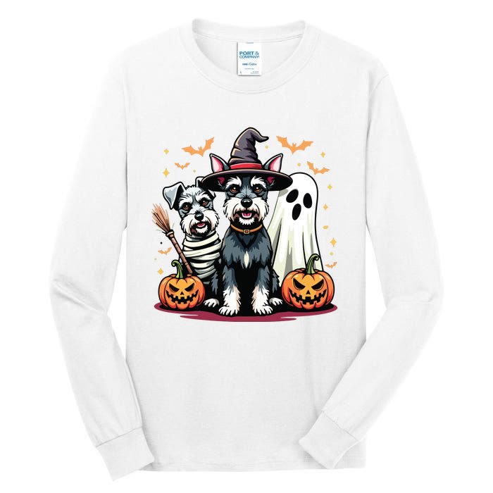 Miniature Schnauzer Halloween Costume Mummy Witch Ghost Dog Tall Long Sleeve T-Shirt