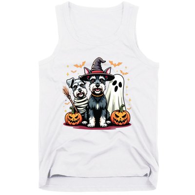 Miniature Schnauzer Halloween Costume Mummy Witch Ghost Dog Tank Top