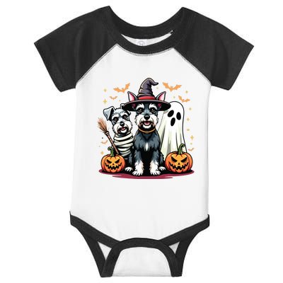 Miniature Schnauzer Halloween Costume Mummy Witch Ghost Dog Infant Baby Jersey Bodysuit