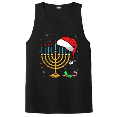 Menorah Santa Hat Chanukah Hanukkah Jewish Christmas Pajama  PosiCharge Competitor Tank