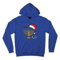 Menorah Santa Hat Chanukah Hanukkah Jewish Christmas Pajama  Hoodie