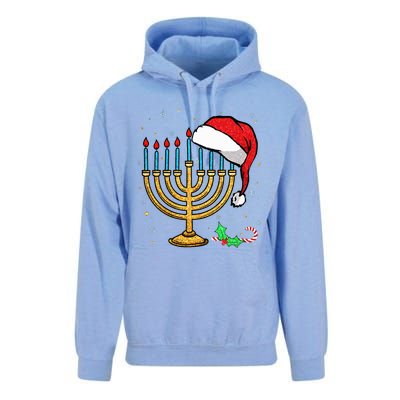 Menorah Santa Hat Chanukah Hanukkah Jewish Christmas Pajama  Unisex Surf Hoodie