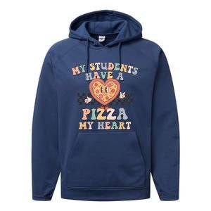 My Students Have A Pizza My Heart Teaching Assistant Heart Valentine's Day Performance Fleece Hoodie