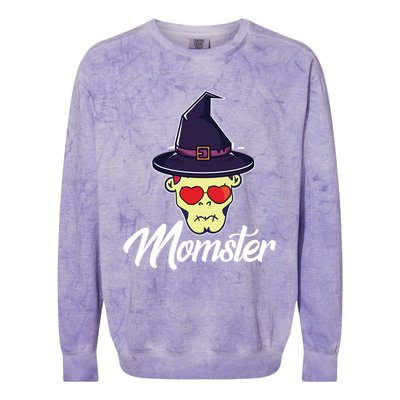 Momster Scary Halloween Mom Skeleton Skull Spooky Season Meaningful Gift Colorblast Crewneck Sweatshirt