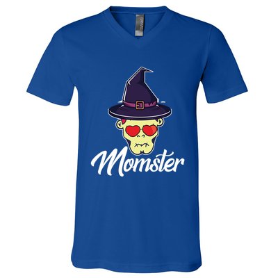 Momster Scary Halloween Mom Skeleton Skull Spooky Season Meaningful Gift V-Neck T-Shirt