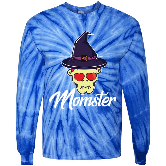 Momster Scary Halloween Mom Skeleton Skull Spooky Season Meaningful Gift Tie-Dye Long Sleeve Shirt