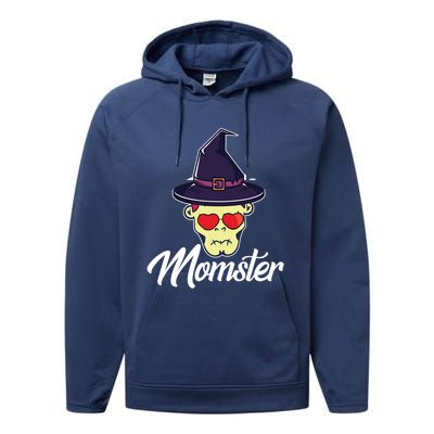 Momster Scary Halloween Mom Skeleton Skull Spooky Season Meaningful Gift Performance Fleece Hoodie