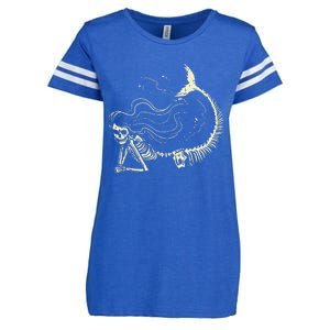 Mermaid Skeleton Halloween Costume Women Girls Enza Ladies Jersey Football T-Shirt