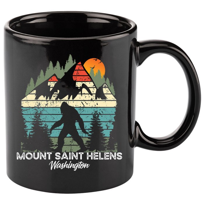 Mount Saint Helens Washington National Park Retro 80's 11oz C Handle Ceramic Mug