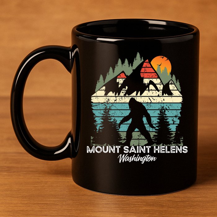 Mount Saint Helens Washington National Park Retro 80's 11oz C Handle Ceramic Mug