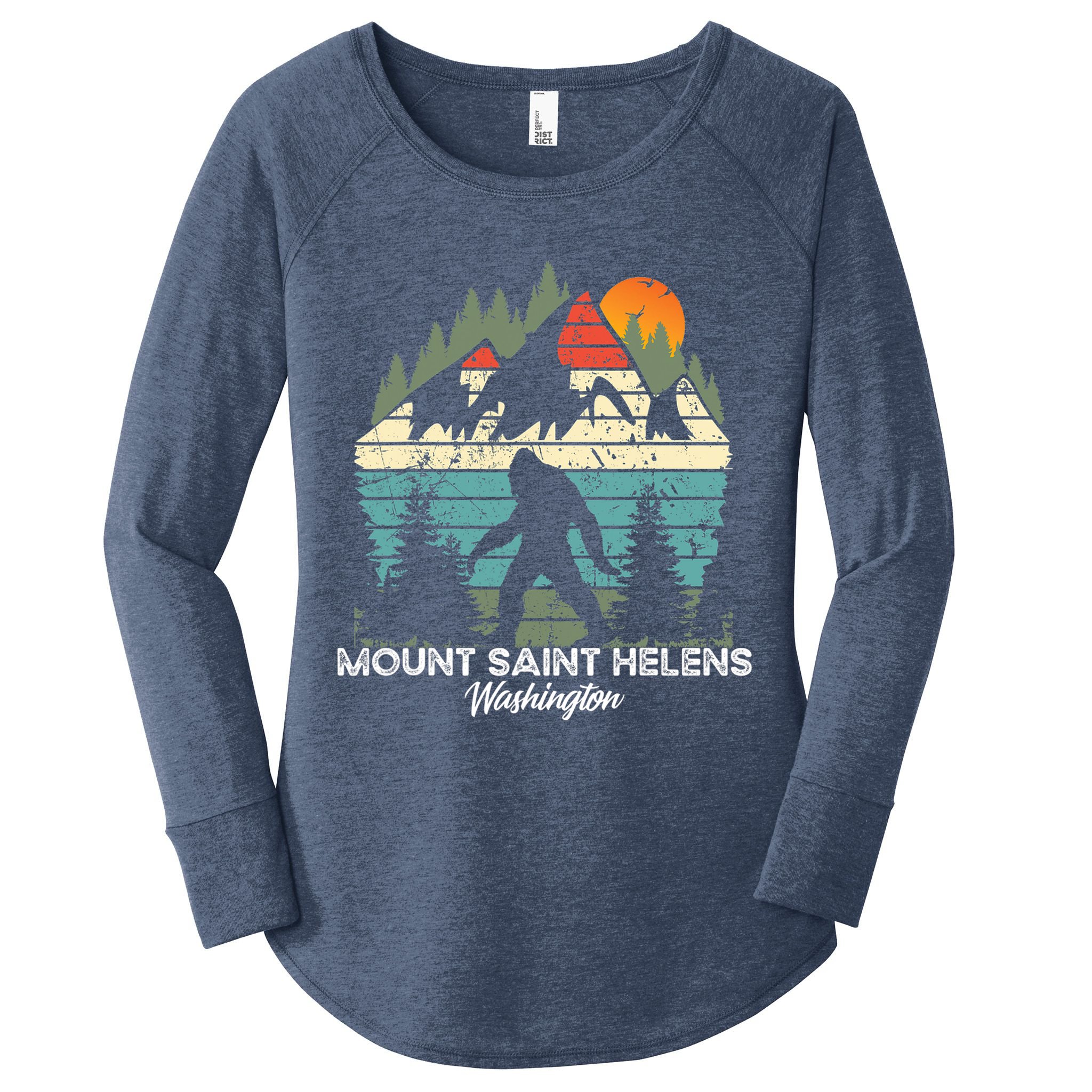 Mount Saint Helens Washington National Park Retro 80's Women's Perfect Tri Tunic Long Sleeve Shirt