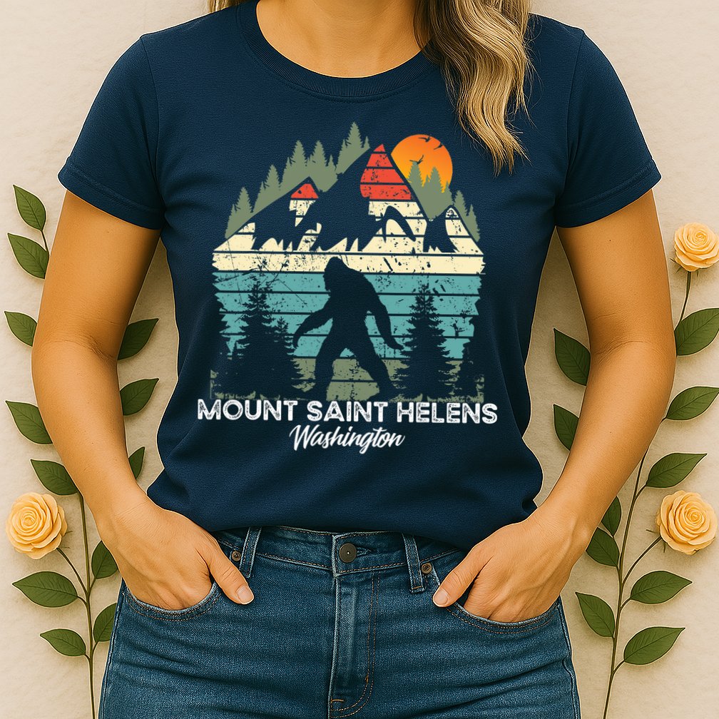 Mount Saint Helens Washington National Park Retro 80's Womens T-Shirt