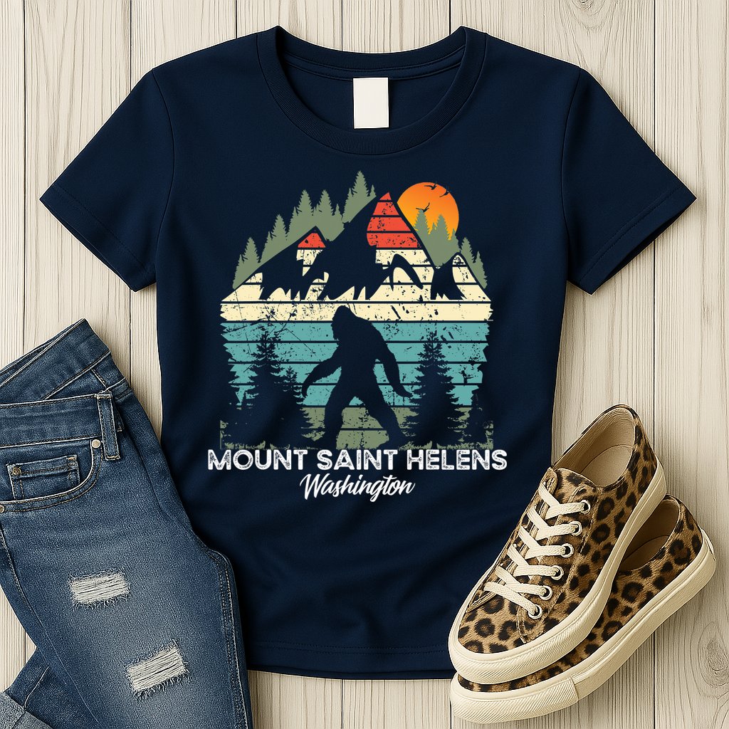 Mount Saint Helens Washington National Park Retro 80's Womens T-Shirt