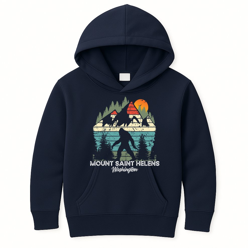 Mount Saint Helens Washington National Park Retro 80's Kids Hoodie