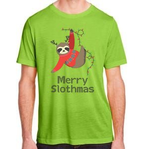 Merry Slothmas Hanging On Christmas Lights Adult ChromaSoft Performance T-Shirt