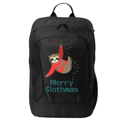 Merry Slothmas Hanging On Christmas Lights City Backpack