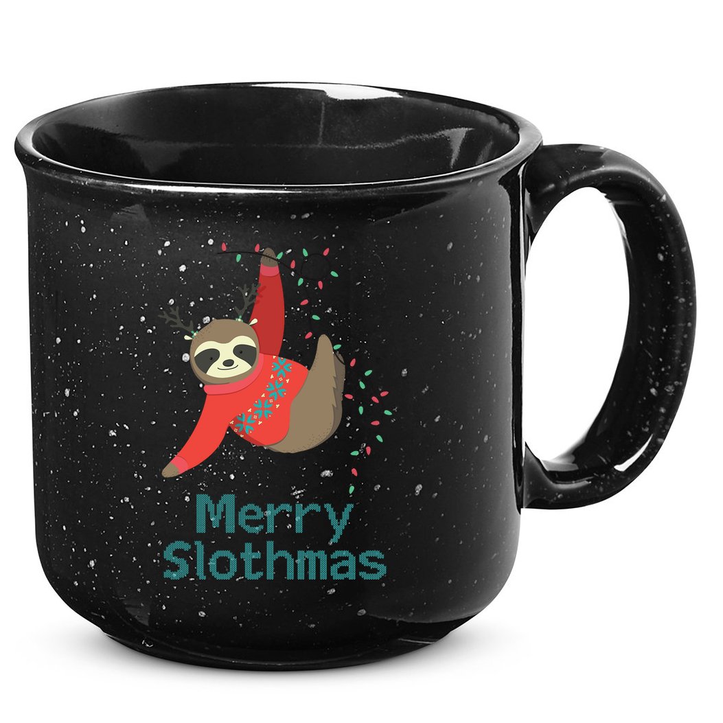 Merry Slothmas Hanging On Christmas Lights 15oz Campfire Ceramic Mug