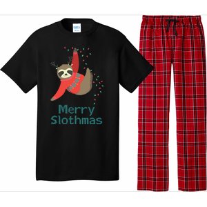 Merry Slothmas Hanging On Christmas Lights Pajama Set