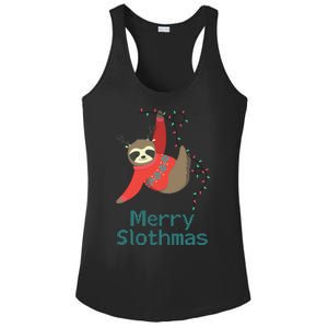 Merry Slothmas Hanging On Christmas Lights Ladies PosiCharge Competitor Racerback Tank