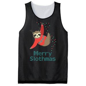 Merry Slothmas Hanging On Christmas Lights Mesh Reversible Basketball Jersey Tank