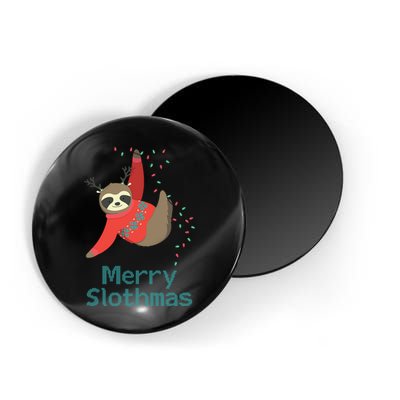 Merry Slothmas Hanging On Christmas Lights Magnet