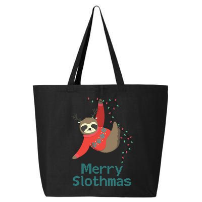 Merry Slothmas Hanging On Christmas Lights 25L Jumbo Tote